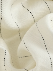 Black/White Striped Wide Leg Trousers with Linen - Image 4 of 9