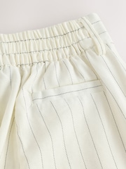 Black/White Striped Wide Leg Trousers with Linen - Image 7 of 9