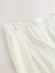 Black/White Striped Wide Leg Trousers with Linen - Image 9 of 9