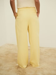 Yellow Elastic Back Wide Leg Trousers with Linen - Image 3 of 7