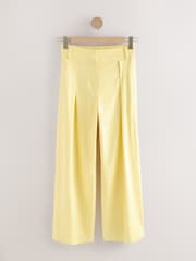 Yellow Elastic Back Wide Leg Trousers with Linen - Image 5 of 7