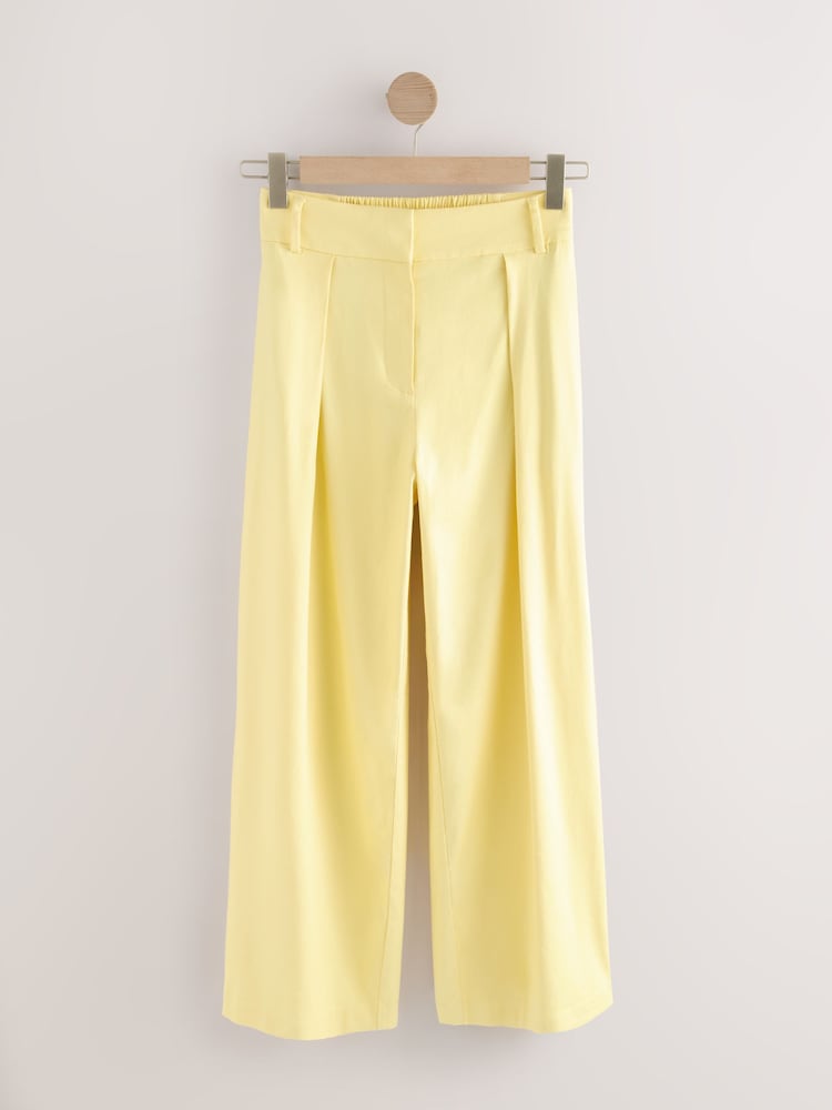 Jaune - Pantalon large à dos élastique avec lin - Image 5 of 7