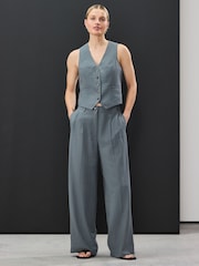 Grey Elasticated Back Wide Leg Trousers - Image 1 of 5