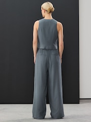 Grey Elasticated Back Wide Leg Trousers - Image 2 of 5