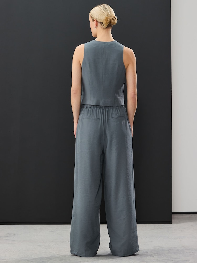 Grey Elasticated Back Wide Leg Trousers - Image 2 of 5