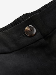 Black Elasticated Waist Barrel Leg Trousers with Linen - Image 5 of 6