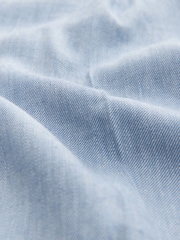 Blue Chambray Elastic Back Wide Leg Trousers with Linen - Image 8 of 8