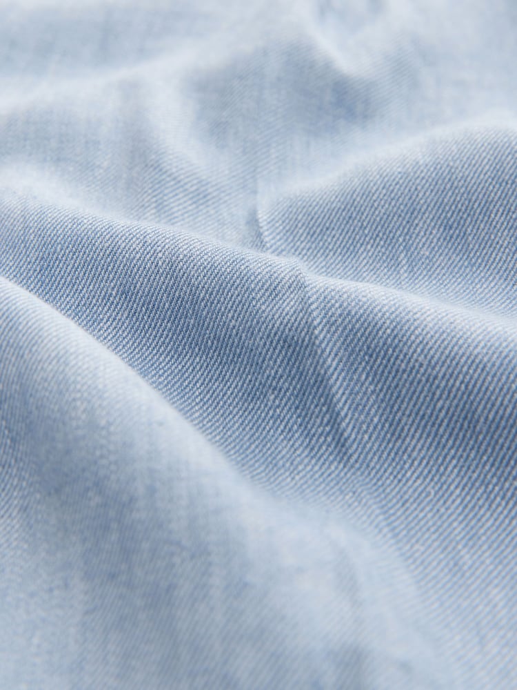 Blue Chambray Elastic Back Wide Leg Trousers with Linen - Image 8 of 8