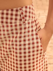 Red Gingham Check Relaxed Wide Leg Trousers - Image 4 of 8