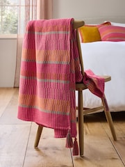 Pink Bright Stripe Jaqaurd Throw - Image 3 of 5