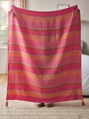 Pink Bright Stripe Jaqaurd Throw - Image 4 of 5