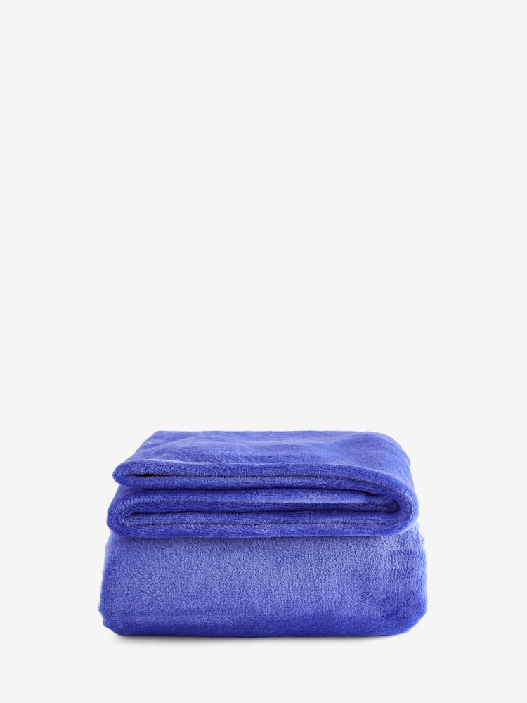 Blue Plush Fleece Throw - Image 4 of 4