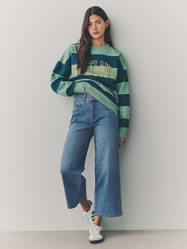 Mittelblau - Weite Lift, Slim und Shape Jeans in Cropped-Länge - Bild 2 von 9 Mittelblau - Weite Lift, Slim und Shape Jeans in Cropped-Länge - Bild 2 von 9