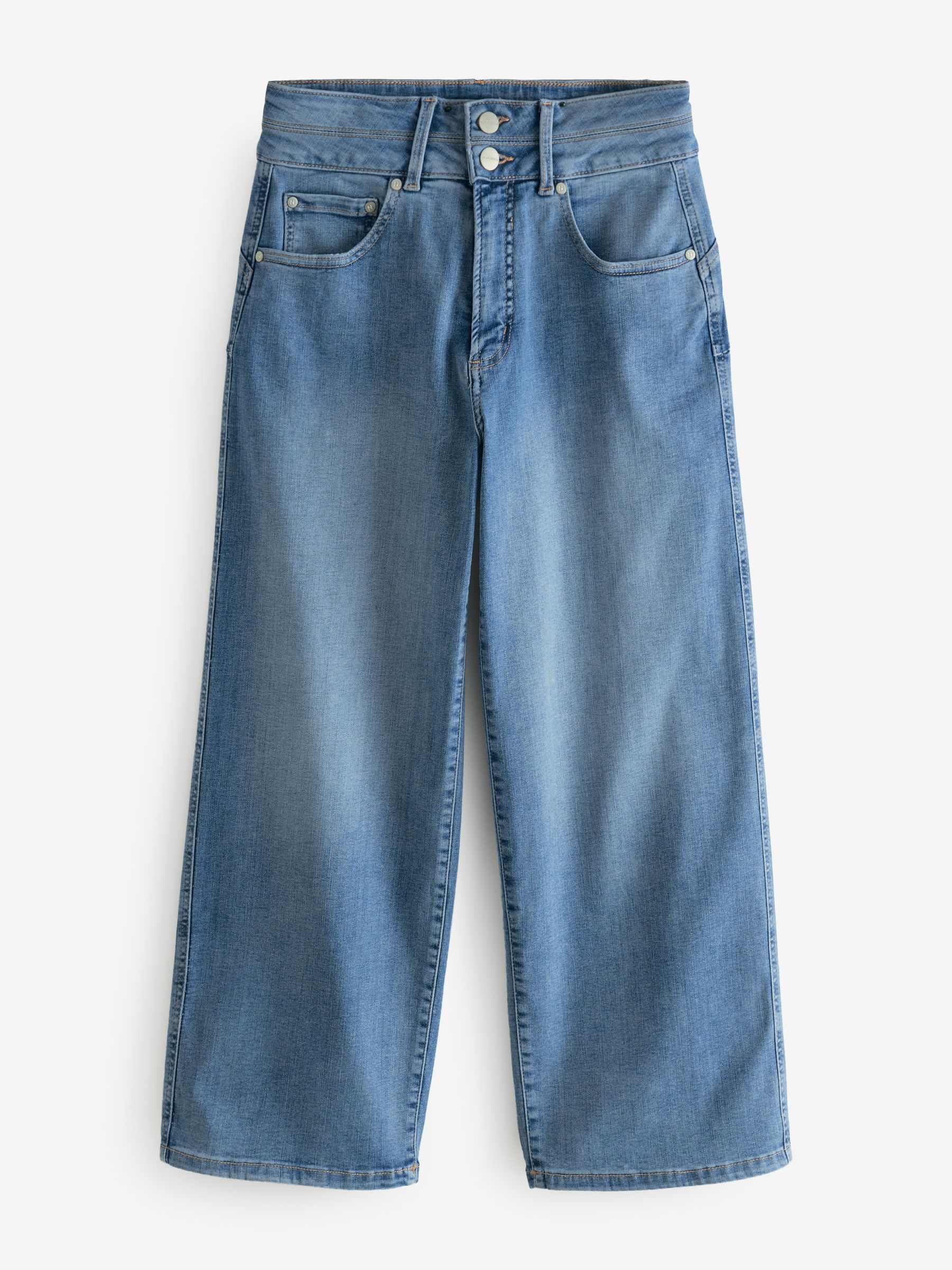 Buy Mid Blue Wide Crop Lift Slim And Shape Jeans from Next USA