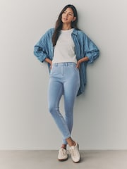 Bleach Blue Cropped Denim Jersey Leggings - Image 1 of 8