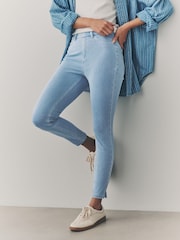 Bleach Blue Cropped Denim Jersey Leggings - Image 2 of 8