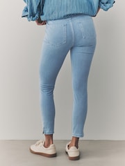 Bleach Blue Cropped Denim Jersey Leggings - Image 3 of 8