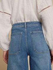 Mid Blue Cropped Patch Pocket Jeans - Image 5 of 8