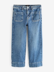 Mid Blue Cropped Patch Pocket Jeans - Image 6 of 8