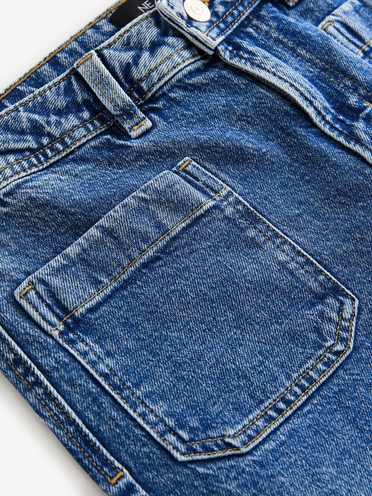 Mid Blue Cropped Patch Pocket Jeans - Image 7 of 8
