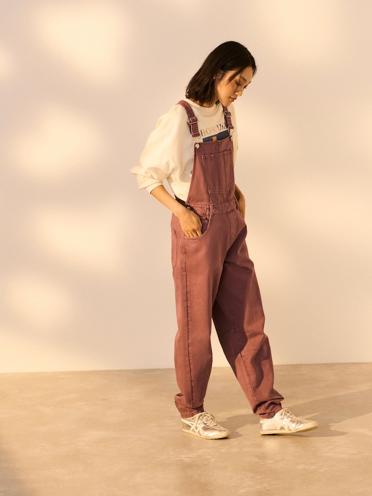 Mauve Purple 100% Cotton Denim Dungarees - Image 1 of 8