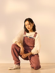 Mauve Purple 100% Cotton Denim Dungarees - Image 2 of 8