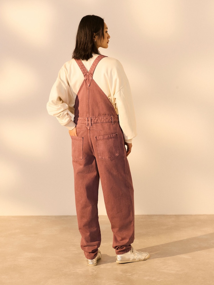Mauve Purple 100% Cotton Denim Dungarees - Image 3 of 8