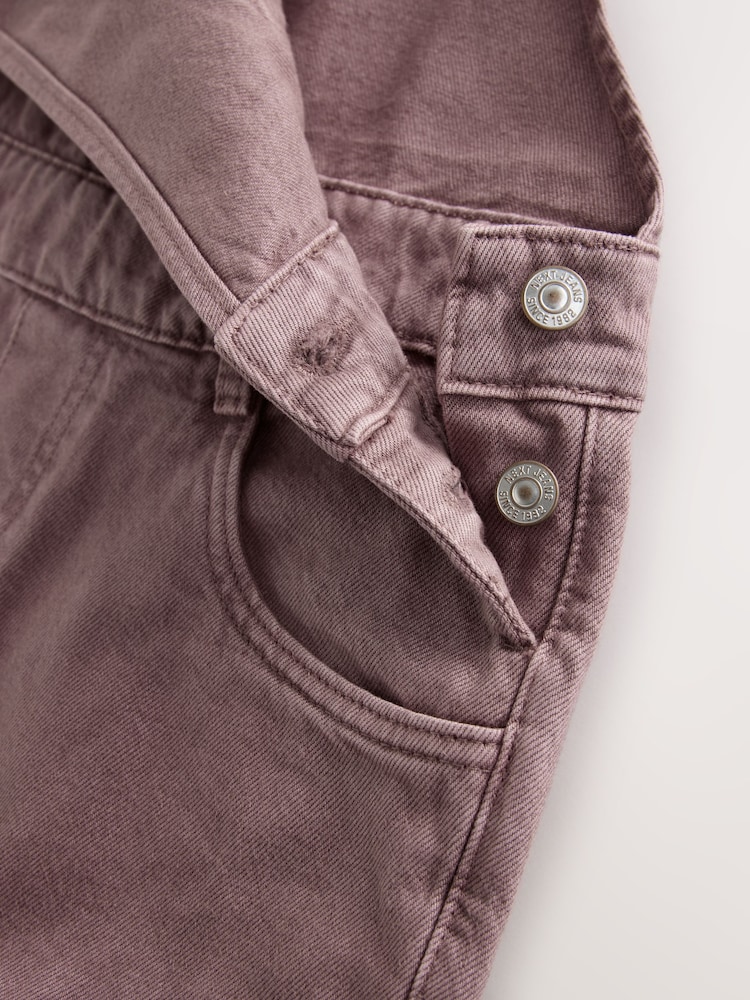 Mauve Purple 100% Cotton Denim Dungarees - Image 8 of 8