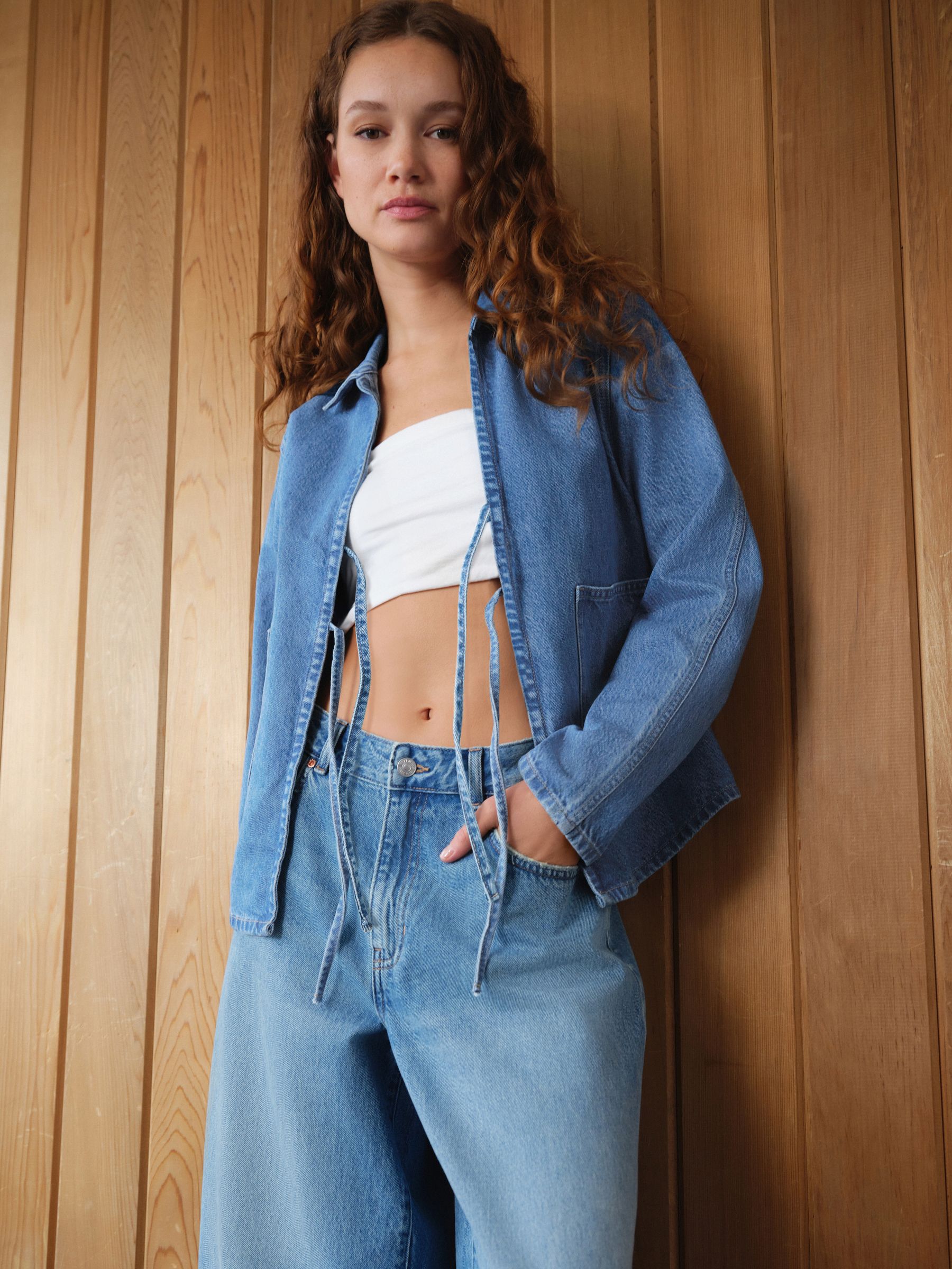 Buy Dark Blue 100% Cotton Tie Front Denim Jacket from Next USA