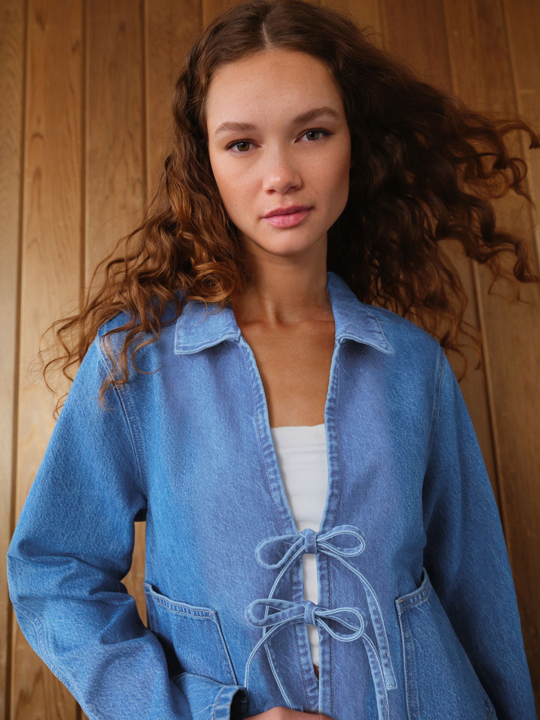 Buy Dark Blue 100% Cotton Tie Front Denim Jacket from Next USA