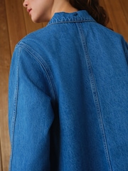Dark Blue 100% Cotton Tie Front Denim Jacket - Image 5 of 8
