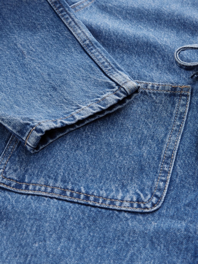 Dark Blue 100% Cotton Tie Front Denim Jacket - Image 8 of 8