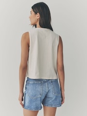 Mid Blue Denim Stretch Mom Shorts - Image 2 of 7