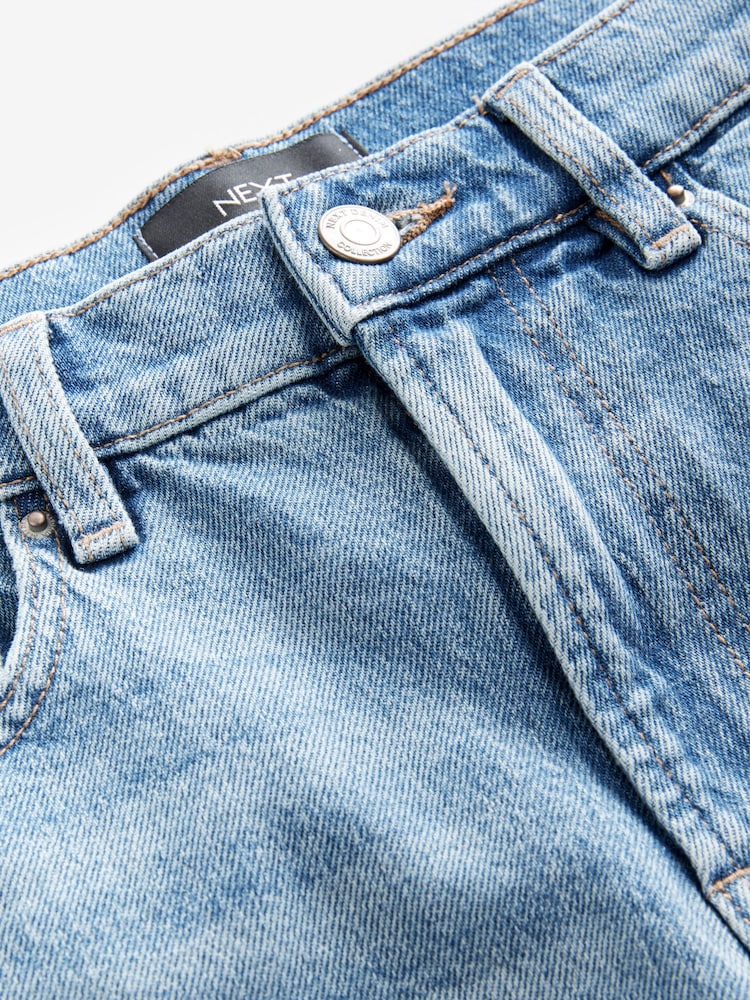 Mid Blue Denim Stretch Mom Shorts - Image 6 of 7