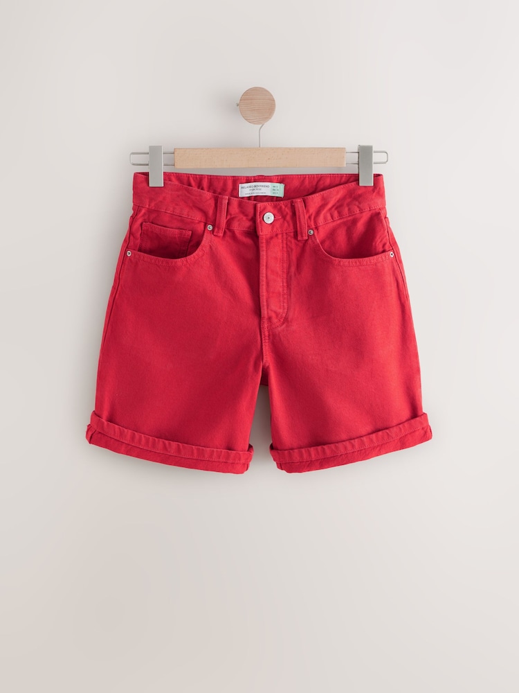 Red Bleach Relaxed Turn Up 100% Cotton Denim Shorts - Image 5 of 7