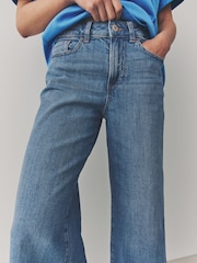 Mid Blue Crop Wide Leg Jeans - Image 4 of 7