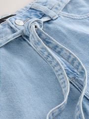 Bleach-Waschung - Lyocell Blend Tie Waist Denim Shorts - Bild 6 von 7