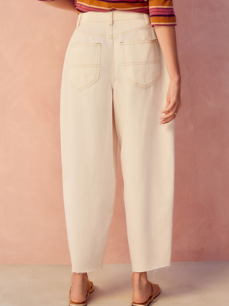 Ecru Crop Barrel Leg Jeans - Image 3 of 8