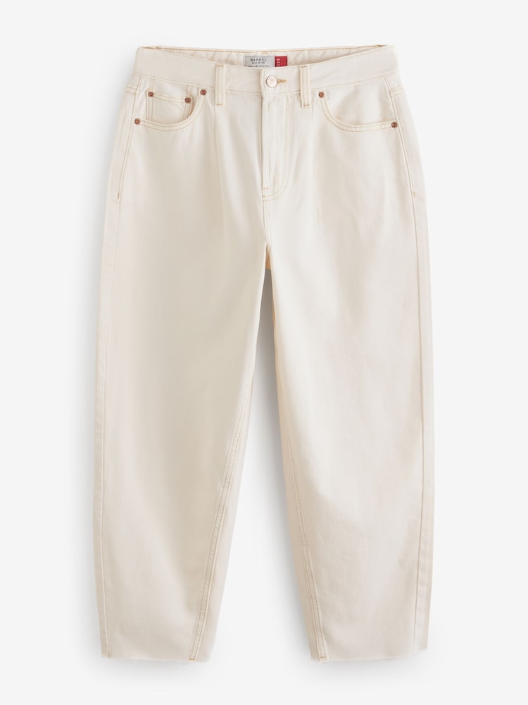 Ecru Crop Barrel Leg Jeans - Image 6 of 8