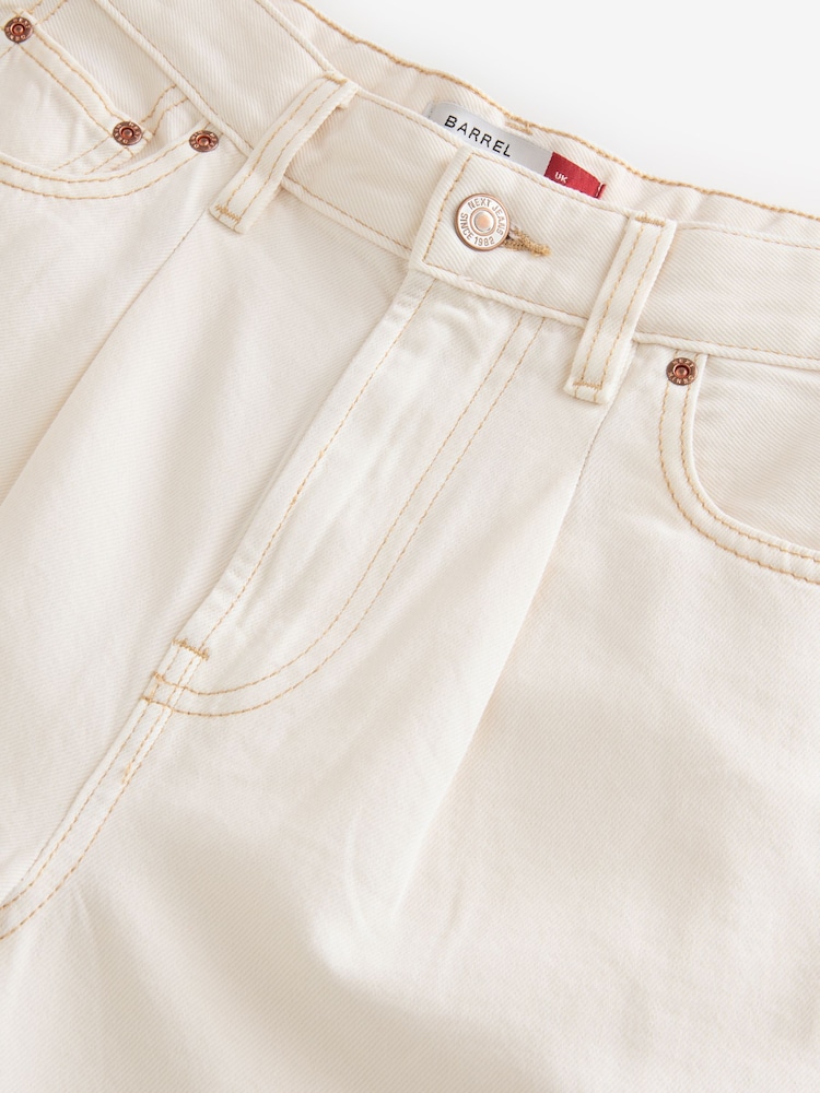 Ecru Crop Barrel Leg Jeans - Image 8 of 8 Ecru Crop Barrel Leg Jeans - Image 8 of 8