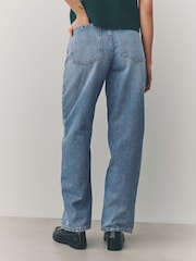 Mid Blue 100% Cotton Barrel Leg Jeans - Image 3 of 7