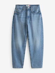 Mid Blue 100% Cotton Barrel Leg Jeans - Image 5 of 7