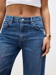 Dark Blue 100% Cotton Turn-up Cropped Jeans - Image 4 of 5