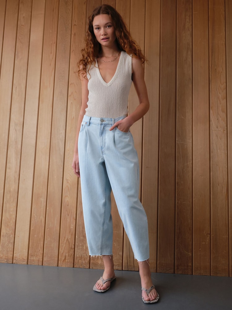 Bleach Crop Barrel Leg Jeans - Image 1 of 8 Bleach Crop Barrel Leg Jeans - Image 1 of 8