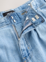 Mid Blue Linen Blend Wide Leg Denim Trousers - Image 8 of 8