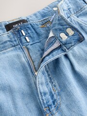 Mid Blue Linen Blend Wide Leg Denim Trousers - Image 9 of 9
