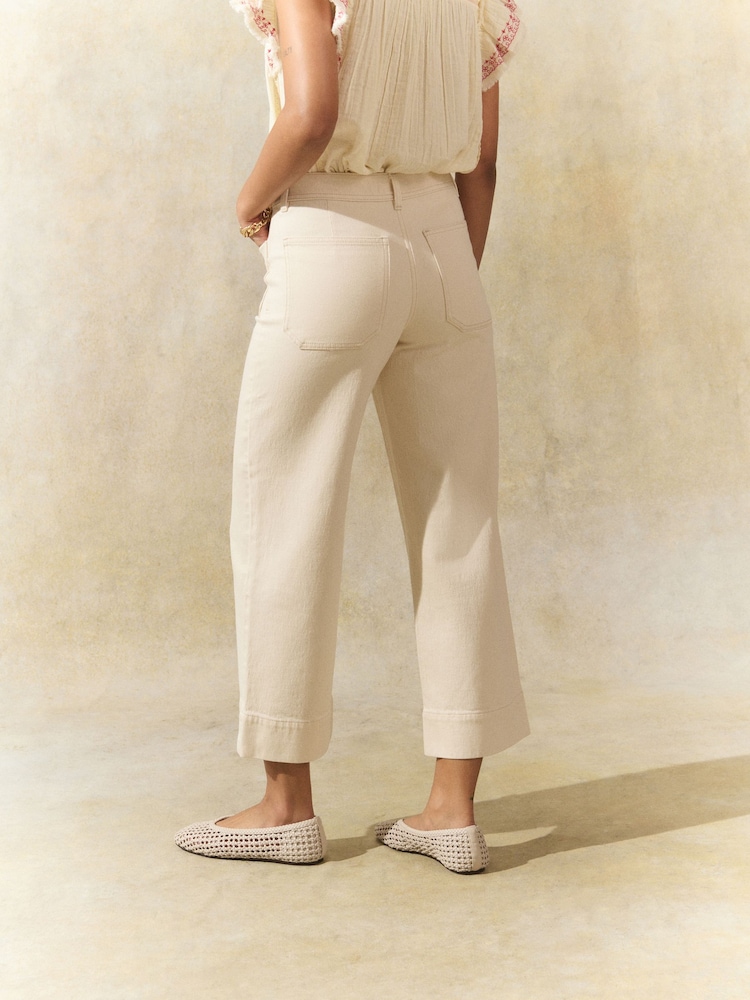 Ecru Cropped Patch Pocket Jeans - Image 3 of 7