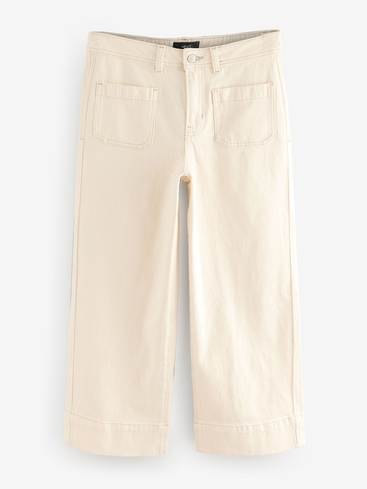 Ecru Cropped Patch Pocket Jeans - Image 5 of 7