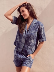 Blue Floral Jacquard Lightweight Denim Shirt - Image 1 of 6
