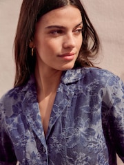Blue Floral Jacquard Lightweight Denim Shirt - Image 3 of 6